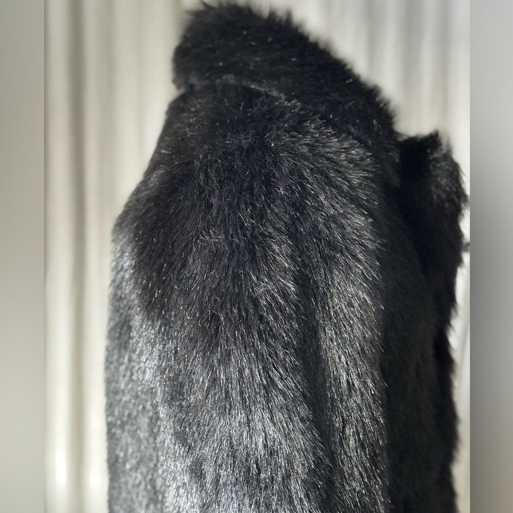 Vintage Rampage Black Faux Fur Coat Size Medium - Picture 4 of 13